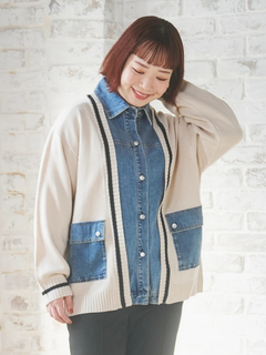 Re-J＆SUPURE(リジェイ＆スプル) |デニム切替ニットカーディガン