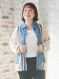 Re-J＆SUPURE(リジェイ＆スプル) |デニム切替ニットカーディガン