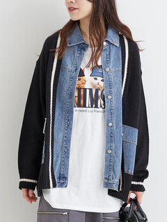 Re-J＆SUPURE(リジェイ＆スプル) |デニム切替ニットカーディガン