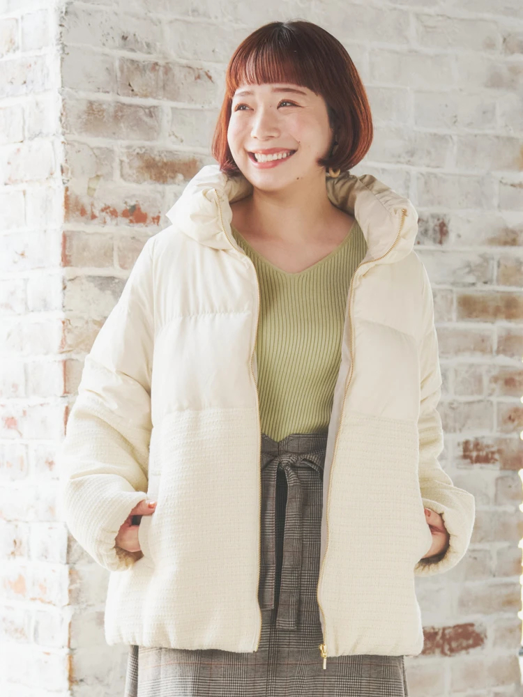 フェイクファーフードショートダウン（大きいサイズ・ぽっちゃり女子