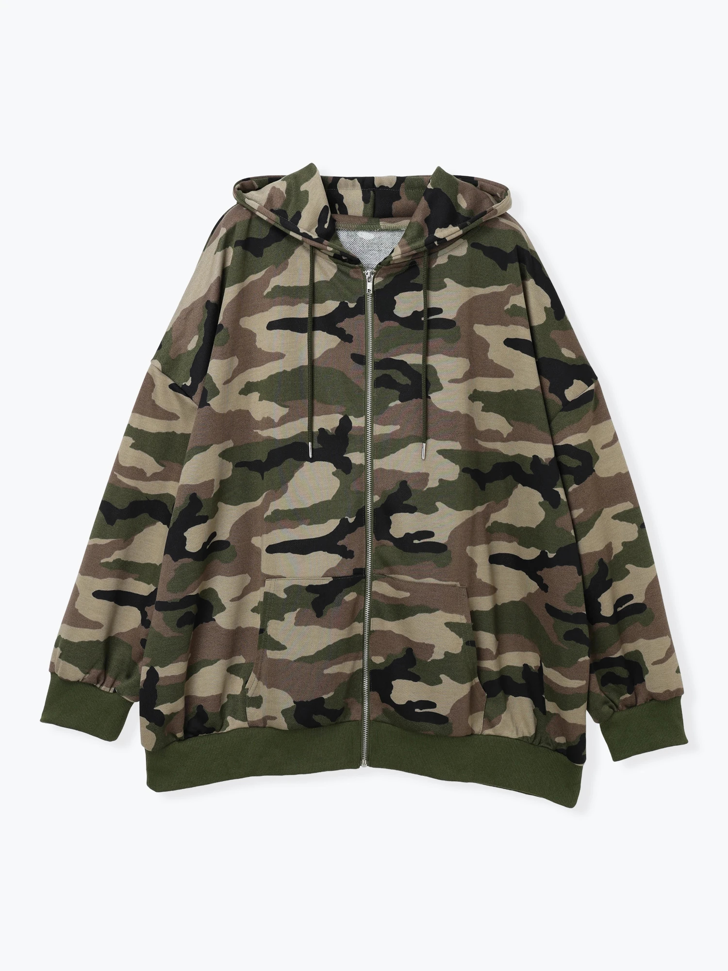 迷彩柄プリント裏毛ZIPパーカー（大きいサイズ・ぽっちゃり女子向け