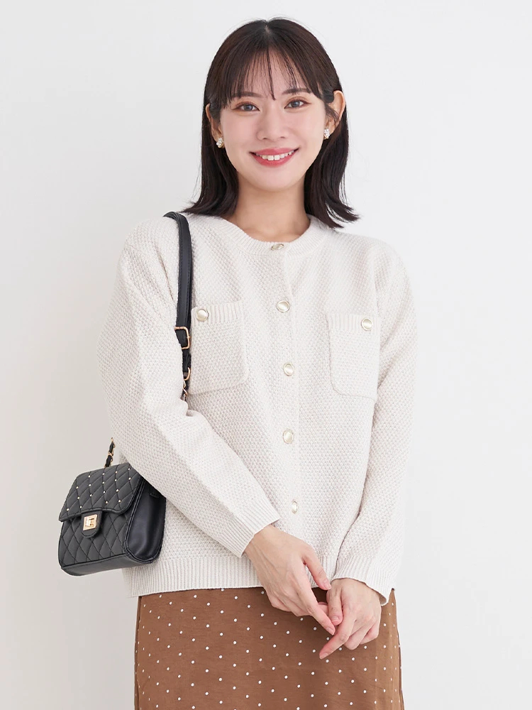 Re-J＆SUPURE(リジェイ＆スプル) |クルーネックカノコラメニットカーディガン