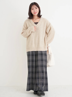 Re-J＆SUPURE(リジェイ＆スプル) |【Komachiコラボ】Vネックブークレニットトップス