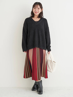 Re-J＆SUPURE(リジェイ＆スプル) |【Komachiコラボ】Vネックブークレニットトップス