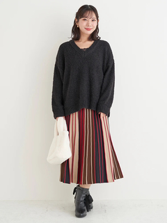 Re-J＆SUPURE(リジェイ＆スプル) |【Komachiコラボ】Vネックブークレニットトップス