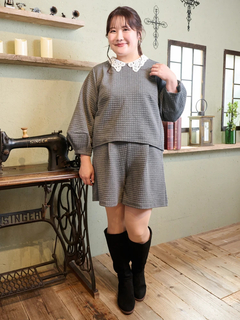 Re-J＆SUPURE(リジェイ＆スプル) |【Komachiコラボ】ふくれジャガードレース襟プルオーバー（セットアップ可）