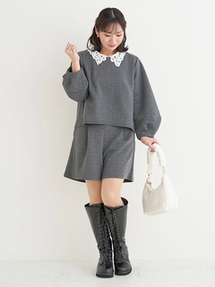 Re-J＆SUPURE(リジェイ＆スプル) |【Komachiコラボ】ふくれジャガードレース襟プルオーバー（セットアップ可）