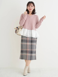 Re-J＆SUPURE(リジェイ＆スプル) |【Komachiコラボ】裾フリルリブカーデ風トップス