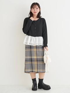 Re-J＆SUPURE(リジェイ＆スプル) |【Komachiコラボ】裾フリルリブカーデ風トップス