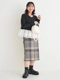 Re-J＆SUPURE(リジェイ＆スプル) |【Komachiコラボ】裾フリルリブカーデ風トップス