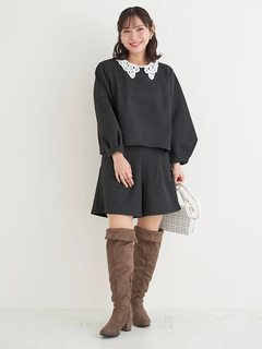 Re-J＆SUPURE(リジェイ＆スプル) |【Komachiコラボ】ふくれジャガードタックショートパンツ（セットアップ可）