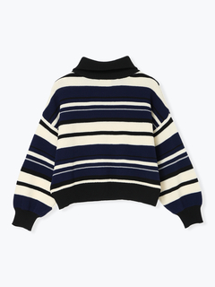 Re-J＆SUPURE(リジェイ＆スプル) |マルチボーダースポンディッシュハーフZIPニットトップス