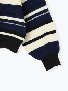 Re-J＆SUPURE(リジェイ＆スプル) |マルチボーダースポンディッシュハーフZIPニットトップス