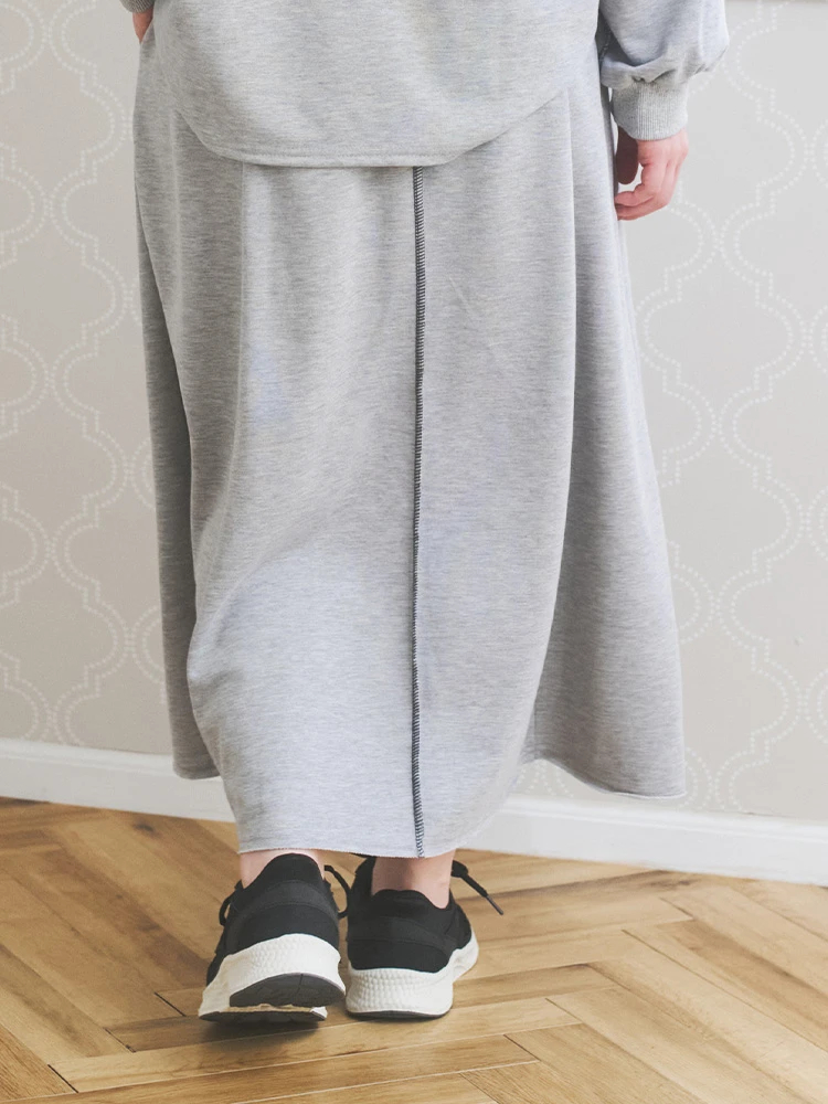 配色ステッチAラインスウェットスカート（大きいサイズ・ぽっちゃり