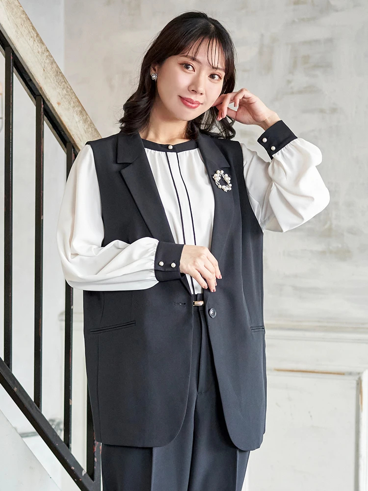 Re-J＆SUPURE(リジェイ＆スプル) |【Wクロス】テーラードベスト(セットアップ可)