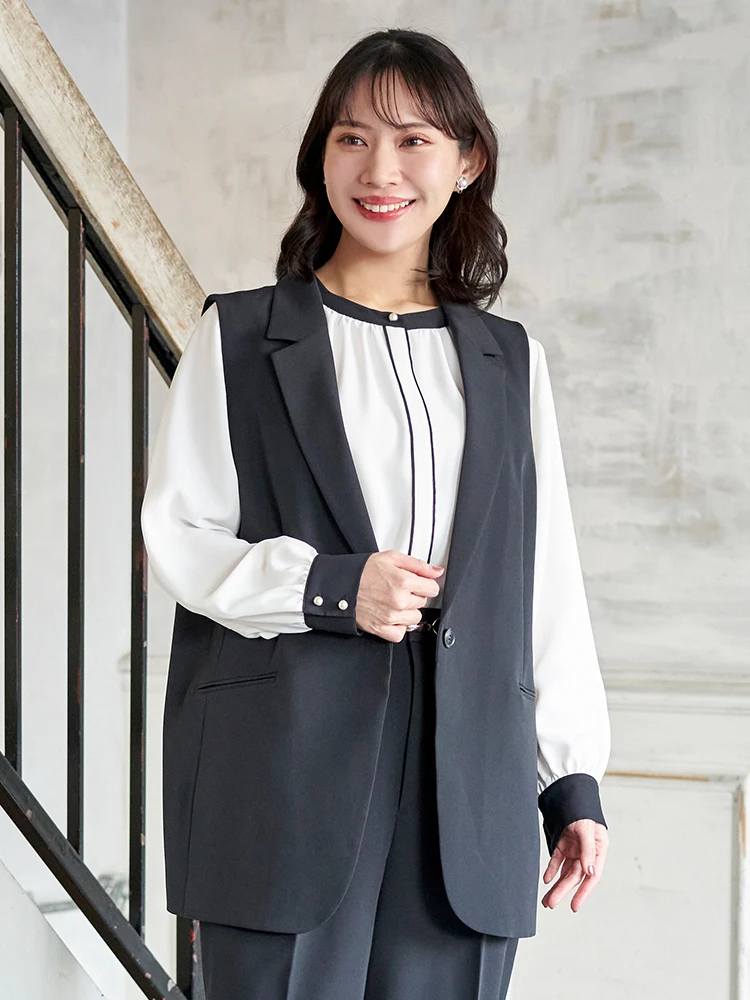 Wクロス】テーラードベスト(セットアップ可)（大きいサイズ