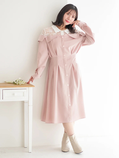 ポケットリボンハーフZIPワンピース（大きいサイズ・ぽっちゃり女子