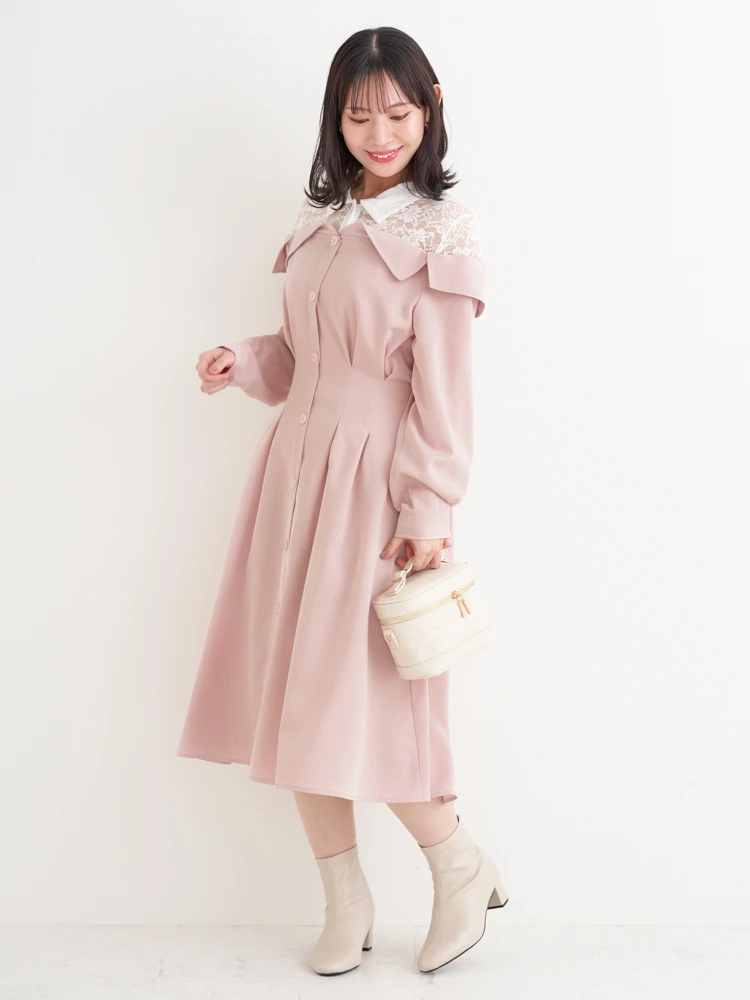 WEB限定】レースオフショルドッキングワンピース（大きいサイズ