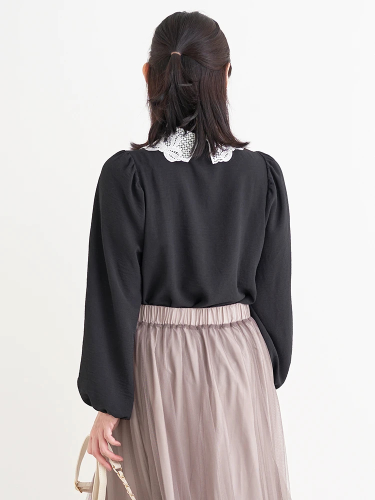 レース襟ブラウス（大きいサイズ・ぽっちゃり女子向け｜シャツ