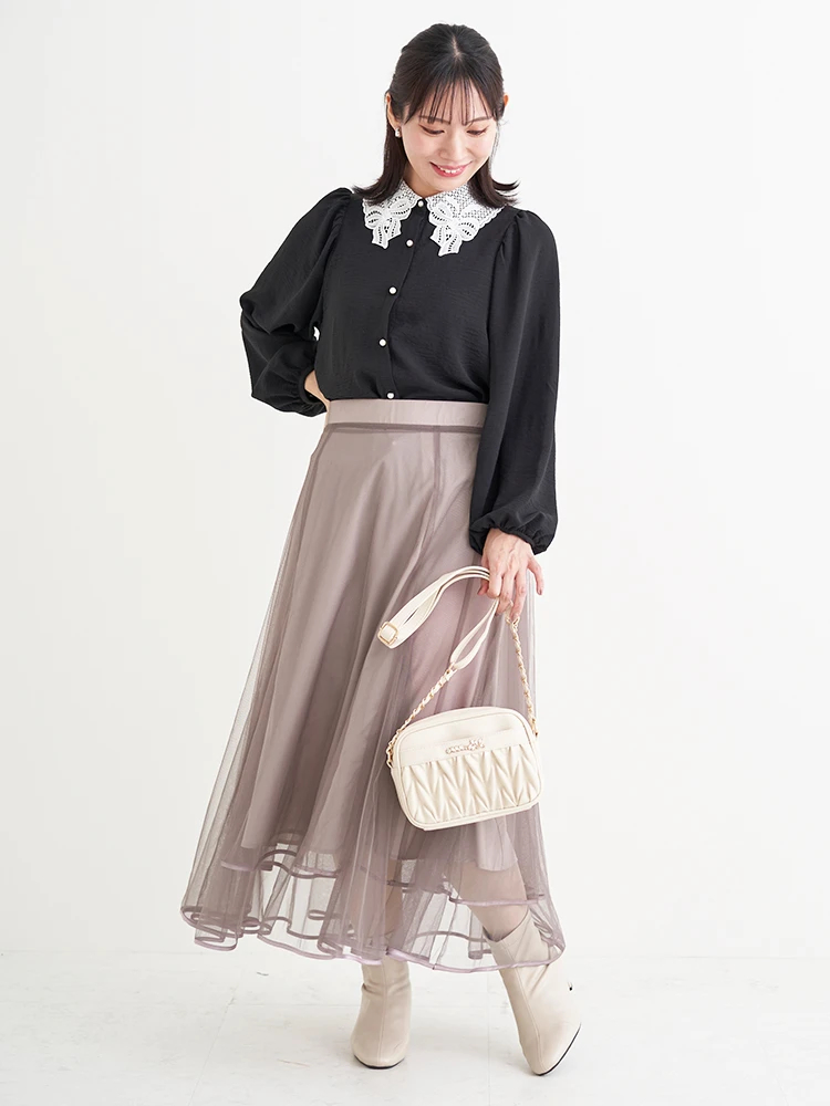 レース襟ブラウス（大きいサイズ・ぽっちゃり女子向け｜シャツ