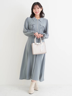 Re-J＆SUPURE(リジェイ＆スプル) |ポケットリボンハーフZIPワンピース（無地・花柄）