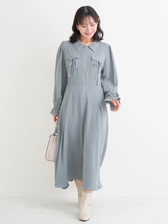 Re-J＆SUPURE(リジェイ＆スプル) |ポケットリボンハーフZIPワンピース（無地・花柄）