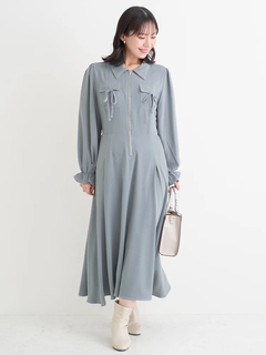 Re-J＆SUPURE(リジェイ＆スプル) |ポケットリボンハーフZIPワンピース（無地・花柄）