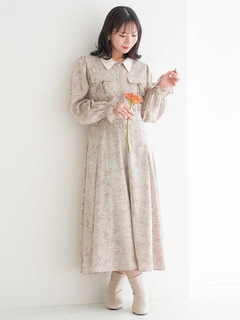 Re-J＆SUPURE(リジェイ＆スプル) |ポケットリボンハーフZIPワンピース（無地・花柄）