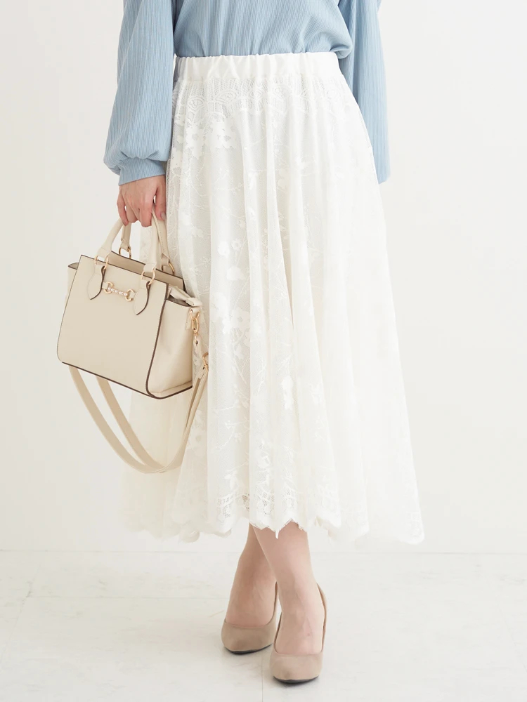 フラワーレースサーキュラースカート（大きいサイズ・ぽっちゃり女子