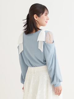 Re-J＆SUPURE(リジェイ＆スプル) |肩チュールシアーパール付きリボントップス