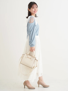 Re-J＆SUPURE(リジェイ＆スプル) |肩チュールシアーパール付きリボントップス