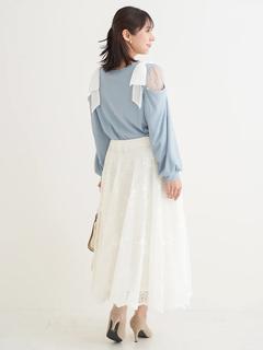 Re-J＆SUPURE(リジェイ＆スプル) |肩チュールシアーパール付きリボントップス