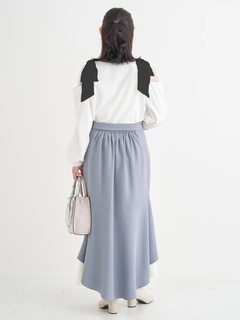 Re-J＆SUPURE(リジェイ＆スプル) |肩チュールシアーパール付きリボントップス