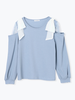 Re-J＆SUPURE(リジェイ＆スプル) |肩チュールシアーパール付きリボントップス