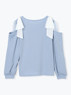 Re-J＆SUPURE(リジェイ＆スプル) |肩チュールシアーパール付きリボントップス