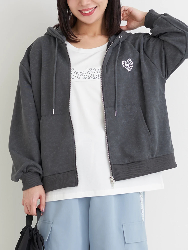 ピグメントハートロゴWZIPパーカー（大きいサイズ・ぽっちゃり女子向け