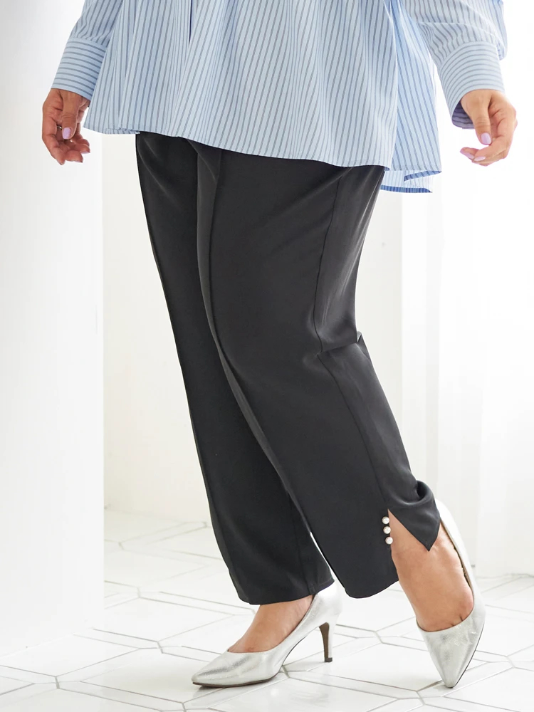 Re-J＆SUPURE(リジェイ＆スプル) |【Sasaki Mikiコラボ】裾スリットパールテーパードパンツ