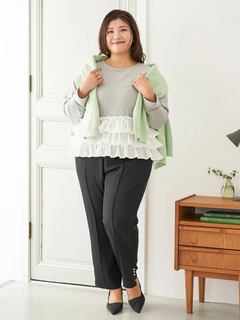 Re-J＆SUPURE(リジェイ＆スプル) |【Sasaki Mikiコラボ】裾スリットパールテーパードパンツ