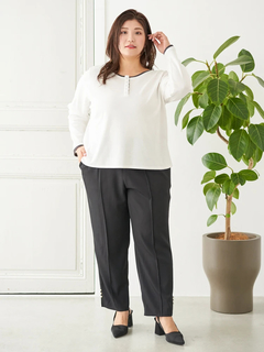 Re-J＆SUPURE(リジェイ＆スプル) |【Sasaki Mikiコラボ】裾スリットパールテーパードパンツ