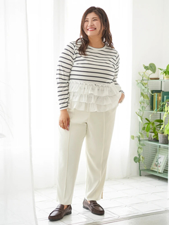 Re-J＆SUPURE(リジェイ＆スプル) |【Sasaki Mikiコラボ】裾スリットパールテーパードパンツ