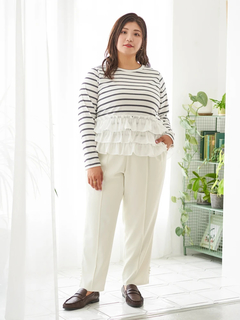 Re-J＆SUPURE(リジェイ＆スプル) |【Sasaki Mikiコラボ】裾スリットパールテーパードパンツ