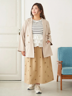 Re-J＆SUPURE(リジェイ＆スプル) |【Sasaki Mikiコラボ】フラワー刺繍ナロースカート