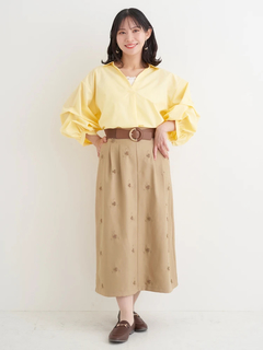 Re-J＆SUPURE(リジェイ＆スプル) |【Sasaki Mikiコラボ】フラワー刺繍ナロースカート