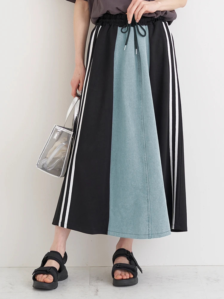 ベルパーチ Belpaci ストレッチデニム＆モール切替ジャンパースカート