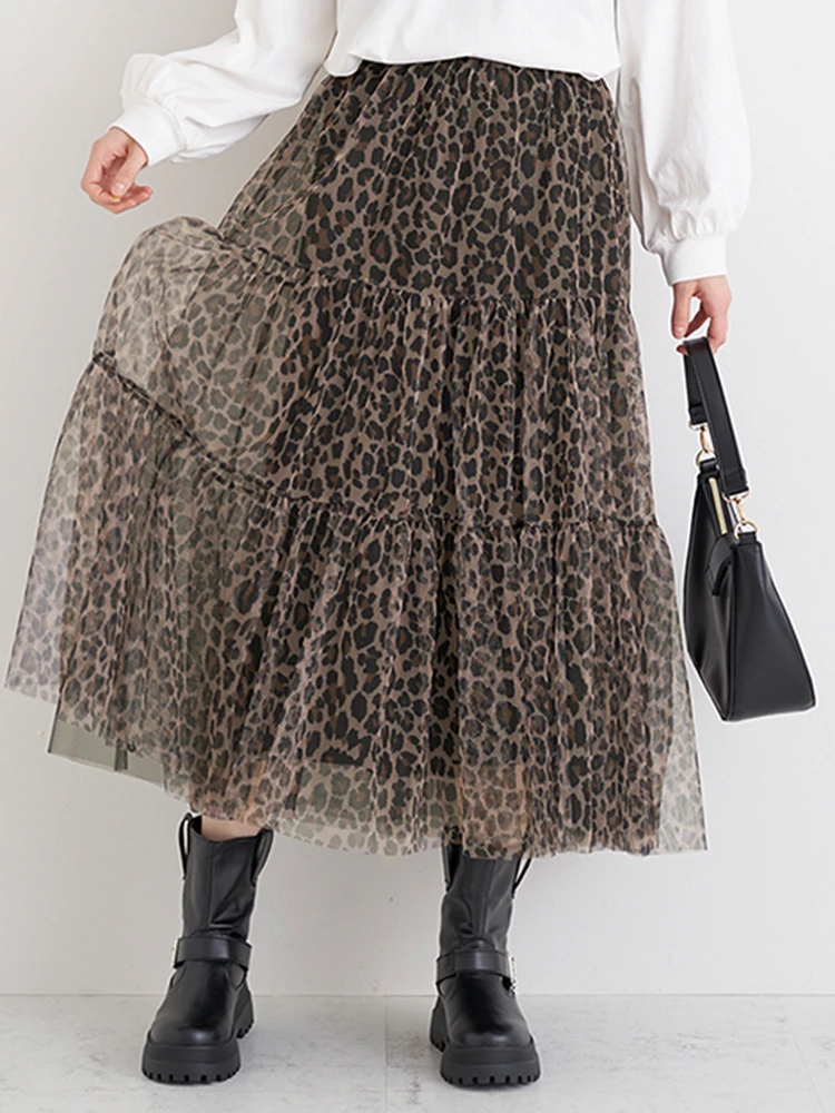 チュールティアードスカート（レオパード柄・迷彩柄）（大きいサイズ