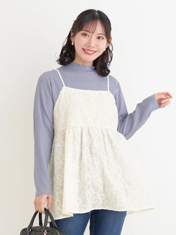 花柄刺繍オーガンジーキャミチュニック（大きいサイズ・ぽっちゃり女子