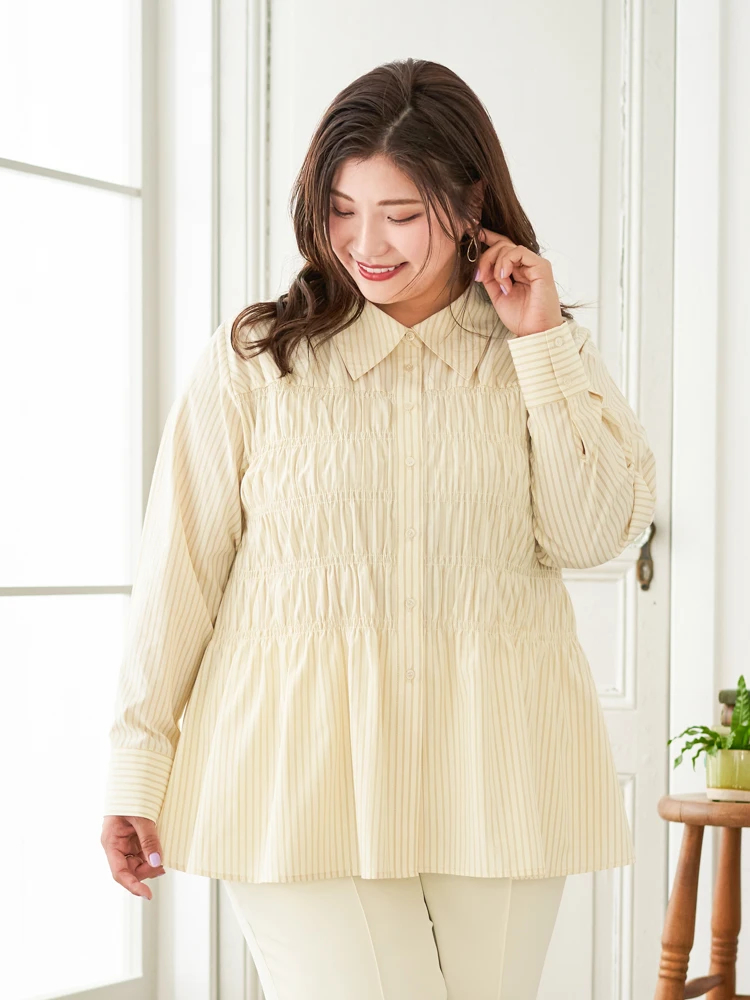 Re-J＆SUPURE(リジェイ＆スプル) |【Sasaki Mikiコラボ】ストライプシャーリングブラウス