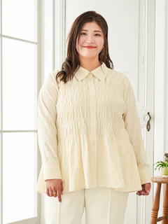 Re-J＆SUPURE(リジェイ＆スプル) |【Sasaki Mikiコラボ】ストライプシャーリングブラウス