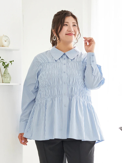 Re-J＆SUPURE(リジェイ＆スプル) |【Sasaki Mikiコラボ】ストライプシャーリングブラウス