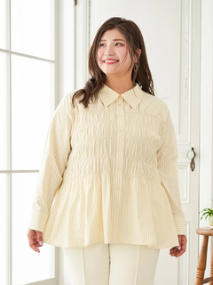 Re-J＆SUPURE(リジェイ＆スプル) |【Sasaki Mikiコラボ】ストライプシャーリングブラウス